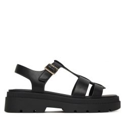 Sandały Geox. Czarne sandały damskie Geox, bez wzorów, bez obcasa, na płaskiej podeszwie, bez zapięcia. Za 509.99 zł.