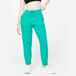 Spodnie dresowe damskie Domyos Gym & Pilates. Brązowe spodnie dresowe damskie DOMYOS, s, bez wzorów, z bawełny. Za 89.99 zł.