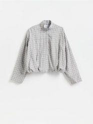Koszula w kratę - wielobarwny. Koszule damskie Reserved, l, bez wzorów, z bawełny, bez kołnierzyka, bez ramiączek. Za 139.99 zł.