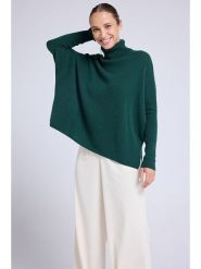 Maison Héritage Cashmere Kaszmirowy golf w kolorze ciemnozielonym rozmiar: S/M. Zielone golfy damskie Maison Héritage Cashmere, m, bez wzorów, z kaszmiru, bez ramiączek. Za 613.51 zł.