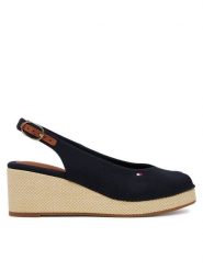 Tommy Hilfiger Sandały Flag Mid Wedge Espad Slingback FW0FW08595 Granatowy. Niebieskie sandały damskie Tommy Hilfiger, bez wzorów, z materiału, bez obcasa, na koturnie, bez zapięcia. Za 259.99 zł.