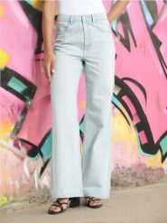 Jeansy wide leg high waist - turkusowy. Niebieskie jeansy damskie Sinsay, z podwyższonym stanem. Za 42.99 zł.