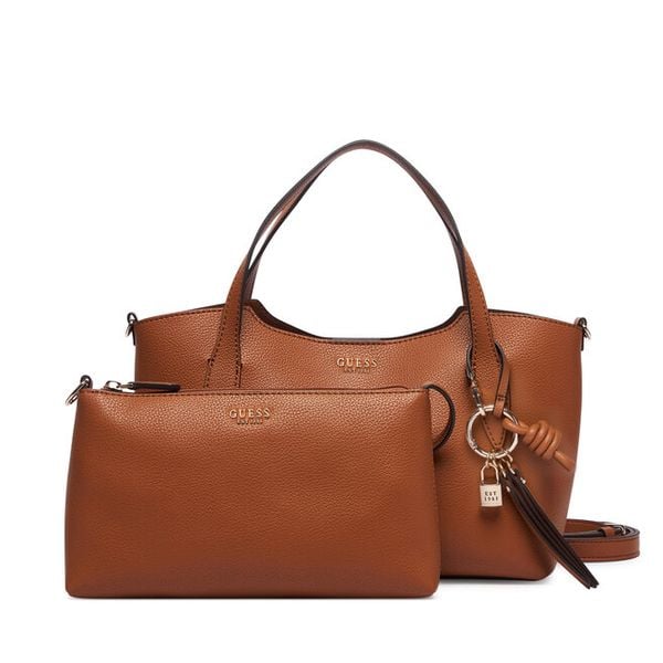 Torebka Guess. Brązowe listonoszki damskie Guess, z aplikacjami, bez dodatków. Za 584.99 zł.