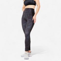 Legginsy fitness damskie Domyos. Niebieskie legginsy damskie DOMYOS, l, bez wzorów, z materiału, z podwyższonym stanem, na fitness i siłownię. Za 59.99 zł.