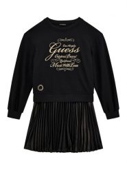 Guess Sukienka codzienna J5BK31 KAUH0 Czarny Regular Fit. Czarne sukienki dziewczęce Guess, z aplikacjami, z syntetyku, bez ramiączek, proste. Za 319.99 zł.