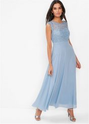 Długa sukienka z koronką. Czarne sukienki damskie bonprix, z aplikacjami, z koronki, eleganckie, bez ramiączek. Za 359.99 zł.