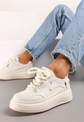 Beżowo-Różowe Sneakersy przed Kostkę na Grubej Podeszwie z Przeszyciami Diacarsa. Brązowe obuwie sportowe damskie Born2be, przed kostkę, bez zapięcia. Za 89.99 zł.