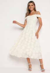 Jasnobeżowa Rozkloszowana Sukienka na Regulowanych Ramiączkach o Taliowanym Kroju Umadea. Brązowe sukienki damskie Born2be, bez wzorów, eleganckie, bez ramiączek. Za 229.99 zł.