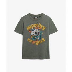 Damska koszulka na co dzień Superdry Neo Trad Tattoo. Zielone koszulki sportowe damskie Superdry, bez wzorów, bez ramiączek. W wyprzedaży za 136.20 zł.