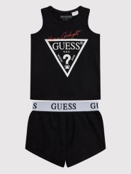 Guess Piżama J1BG00 J1311 Czarny Regular Fit. Czarne piżamy dziewczęce Guess, z aplikacjami, z bawełny, bez ramiączek. Za 169.99 zł.