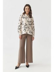 TATUUM Bluzka w kolorze kremowo-czarnym rozmiar: 40. Brązowe bluzki damskie TATUUM, bez wzorów, bez kołnierzyka, bez ramiączek. Za 130.50 zł.