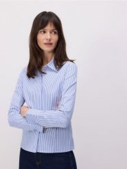 Bawełniana koszula - niebieski. Niebieskie koszule damskie Reserved, l, bez wzorów, z bawełny, bez kołnierzyka, bez ramiączek. W wyprzedaży za 59.99 zł.