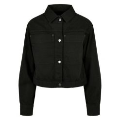 Damska Kurtka Dżinsowa Przycięta Boxy Jacket. Czarne kurtki damskie Urban Classics, xl, bez wzorów, bez kaptura. Za 186.99 zł.