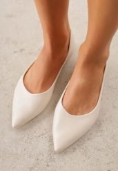 Jasnobeżowe Balerinki ze Szpiczastymi Noskami w Eleganckim Stylu Lagenaria. Brązowe balerinki damskie Renee, bez wzorów, z jeansu, ze szpiczastym noskiem. Za 59.99 zł.