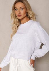 Jasnoszara Oversize Bluza z Bawełny o Krótkim Fasonie Sibolla. Szare bluzy damskie Renee, l, bez wzorów, z bawełny, bez kaptura. Za 89.99 zł.