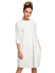 Made of emotion Sukienka w kolorze kremowym rozmiar: XXL. Brązowe sukienki damskie Made Of Emotion, bez wzorów, bez ramiączek. Za 130.50 zł.