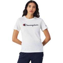 Koszulka damska Champion SS Tee 117534. Białe koszulki sportowe damskie Champion, s, bez wzorów, z bawełny, bez ramiączek. Za 135.71 zł.