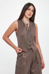 Kamizelka damska lniana PESERICO. Kamizelki damskie Peserico, bez wzorów, bez kaptura. Za 2,219.00 zł.