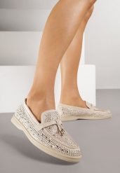 Beżowe Mokasyny Ozdobione Cyrkoniami i Aplikacjami Isirsyss. Brązowe mokasyny damskie Born2be, z jeansu, bez obcasa. Za 99.99 zł.