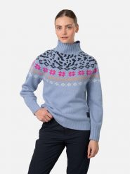 KARI TRAA Sweter "Ingrid" w kolorze błękitnym rozmiar: M. Niebieskie golfy damskie Kari Traa, m, z wełny, bez kołnierzyka. Za 241.56 zł.