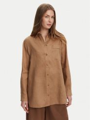 Max Mara Leisure Koszula Noel 2516111018 Brązowy Regular Fit. Brązowe koszule damskie Max Mara Leisure, bez wzorów, ze lnu, bez kołnierzyka, bez ramiączek. Za 559.99 zł.