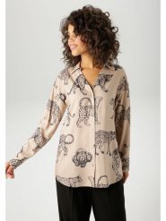 Aniston Bluzka w kolorze beżowym rozmiar: 42. Brązowe bluzki damskie Aniston, bez wzorów, z wiskozy, bez kołnierzyka, bez ramiączek. Za 82.99 zł.