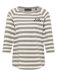 ELBSAND Koszulka "Celina" w kolorze beżowo-kremowym rozmiar: L. Brązowe koszulki damskie ELBSAND, l, bez wzorów, z bawełny, bez kołnierzyka, bez ramiączek. Za 96.45 zł.