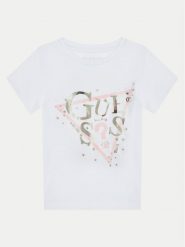 Guess T-Shirt K5RI00 K6YW4 Biały Regular Fit. Białe koszulki i t-shirty dziewczęce Guess, z aplikacjami, z bawełny, bez kołnierzyka, bez ramiączek. Za 59.99 zł.