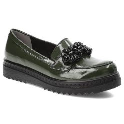 Zielone Półbuty Armodo Skórzane Eleganckie Buty. Zielone półbuty damskie Armodo, na wiosnę, bez wzorów, ze skóry, bez obcasa, bez zapięcia. Za 289.00 zł.