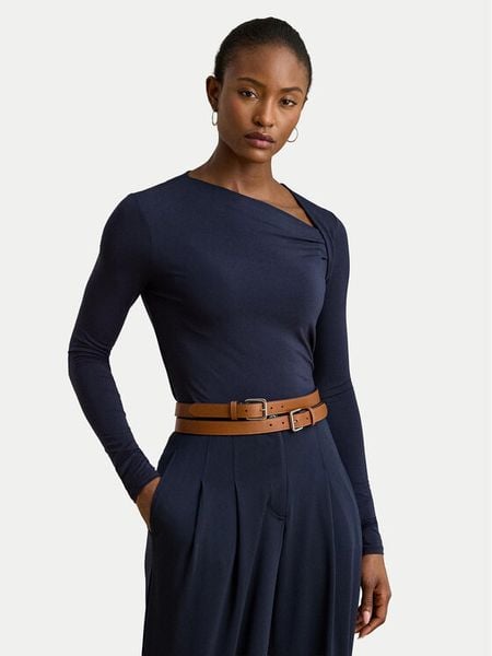 LAUREN RALPH LAUREN Bluzka 200980153001 Granatowy Slim Fit. Niebieskie bluzki damskie Lauren Ralph Lauren, xl, bez wzorów, z lyocellu, bez kołnierzyka, bez ramiączek. Za 549.99 zł.