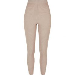 Legginsy Damskie Z Dzianiny Prążkowanej. Brązowe legginsy damskie Urban Classics, xl, bez wzorów, z dzianiny. Za 154.99 zł.