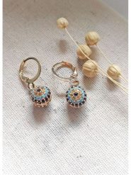 Atelier MIU Pozłacane kolczyki-kreole rozmiar: onesize. Niebieskie kolczyki damskie atelier MIU, z kryształem, pozłacane. Za 43.99 zł.