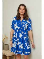 Curvy Lady Sukienka w kolorze niebiesko-białym rozmiar: 40/42. Białe sukienki damskie Curvy Lady, bez wzorów, z wiskozy, klasyczne, bez ramiączek. Za 84.21 zł.