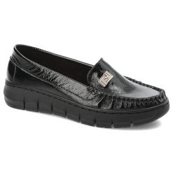 Czarne Półbuty Armodo Eleganckie Obuwie Damskie. Czarne półbuty damskie Armodo, bez wzorów, ze skóry, bez obcasa, bez zapięcia. Za 349.00 zł.