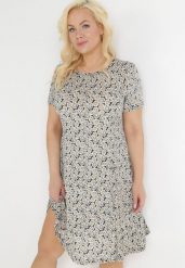 Biało-Czarna Trapezowa Sukienka Mini w Kwiatowy Wzór Aganis. Białe sukienki damskie Born2be, z aplikacjami, z materiału, bez ramiączek. Za 79.99 zł.