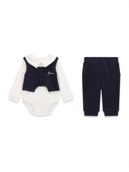 Guess Komplet body i spodnie P6BG09 K5985 Granatowy Regular Fit. Niebieskie spodnie niemowlęce Guess, z aplikacjami, z bawełny. Za 214.99 zł.