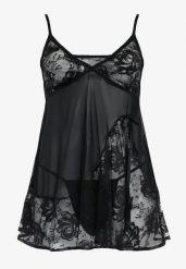 Czarna Koszula Nocna z Kwiatowym Printem z Siateczki i Stringami Xyvi. Czarne koszule nocne i halki Born2be, bez wzorów, z koronki, bez ramiączek. Za 34.99 zł.