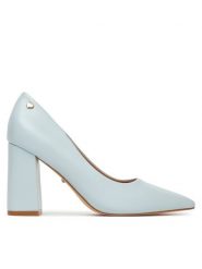 DeeZee Czółenka KB-008 Niebieski. Niebieskie czółenka damskie DeeZee, bez wzorów, ze skóry, bez obcasa. Za 139.99 zł.