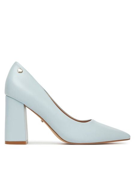 DeeZee Czółenka KB-008 Niebieski. Niebieskie czółenka damskie DeeZee, bez wzorów, ze skóry, bez obcasa. Za 139.99 zł.