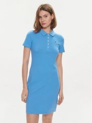 Tommy Hilfiger Sukienka codzienna 1985 WW0WW37853 Niebieski Slim Fit. Niebieskie sukienki damskie Tommy Hilfiger, bez wzorów, z bawełny, bez ramiączek. Za 359.99 zł.