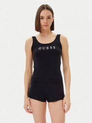 Guess Piżama O5GX13 KBBU1 Czarny Regular Fit. Czarne piżamy damskie Guess, z aplikacjami, z syntetyku, bez ramiączek. Za 179.99 zł.