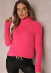 Różowy Golf Wełniany Cheki. Czerwone golfy damskie Renee, m, bez wzorów, z tkaniny, bez ramiączek. Za 59.99 zł.