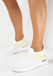 Biało-Żółte Wsuwane Buty Sportowe z Elastyczną Cholewką z Efektem Ombre Erimla. Białe obuwie sportowe casual damskie Born2be. Za 49.99 zł.