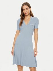 Guess Sukienka dzianinowa W5RK18 Z2U00 Niebieski Regular Fit. Niebieskie sukienki damskie Guess, z aplikacjami, z dzianiny, bez ramiączek. Za 349.99 zł.