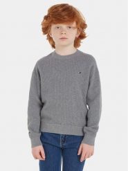 Tommy Hilfiger Sweter Essential KB0KB08504 Szary Regular Fit. Szare swetry chłopięce Tommy Hilfiger, z bawełny, bez kołnierzyka. Za 299.99 zł.