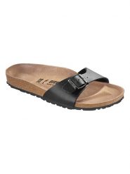 Birkenstock Klapki "Madrid" w kolorze czarnym rozmiar: 42. Czarne klapki damskie Birkenstock, bez wzorów, bez obcasa, bez zapięcia. Za 303.06 zł.