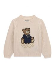 Guess Sweter K6BR07 Z1285 Kremowy Regular Fit. Białe swetry dziewczęce Guess, z aplikacjami, bez kołnierzyka, bez ramiączek. Za 214.99 zł.