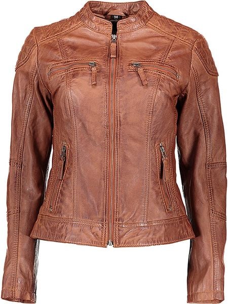 7eleven Skórzana kurtka "Narbon" w kolorze brązowym rozmiar: 38. Brązowe kurtki damskie 7eleven, bez wzorów, z materiału, bez kaptura. Za 550.36 zł.