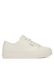 Calvin Klein Sneakersy Vulc Flatf Lace Up Lth YW0YW01932 Biały. Białe obuwie sportowe damskie Calvin Klein, ze skóry, bez zapięcia. Za 409.99 zł.