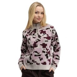 Damski sweter golfowy Siroko Fade-W Pink. Czerwone swetry klasyczne damskie SIROKO, z materiału, bez kołnierzyka. Za 297.00 zł.